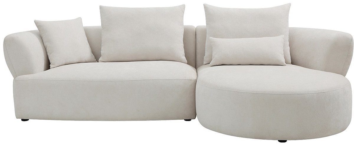 Vente-unique Rechte hoekbank in beige chenille stof CUSAVA van Maison Céphy