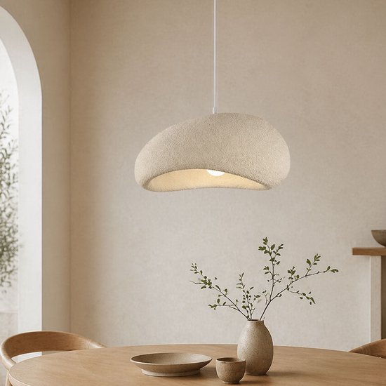 Milton & Oldbrook Japandi Hanglamp Ø 50 cm Vaduz Beige Steenlook
