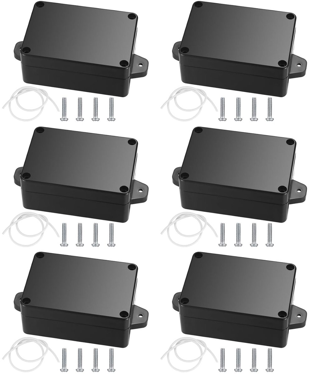 Pack van 6 waterdichte buiten junction boxen, elektronische projectdozen, kunststof behuizing 84 × 58 × 34 mm