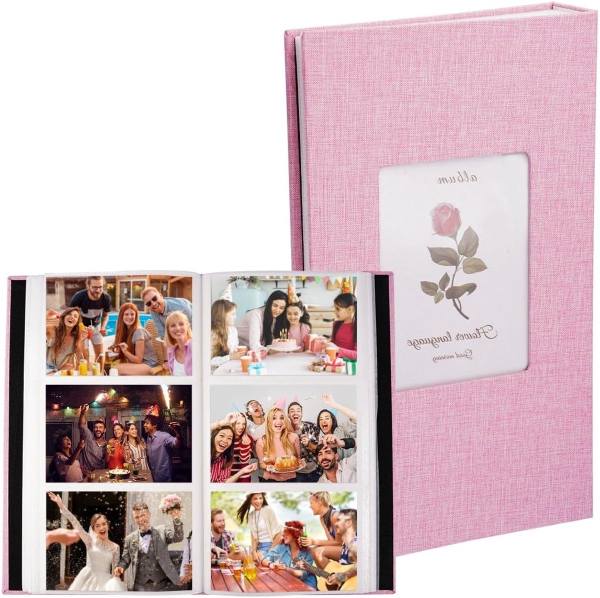 Linnen Fotoalbum met Venster voor 10x15 Foto's, 300 Pagina's, Geschikt voor Familie, Bruiloften, Verjaardagen en Reizen, Grote Capaciteit en Stijlvol Ontwerp