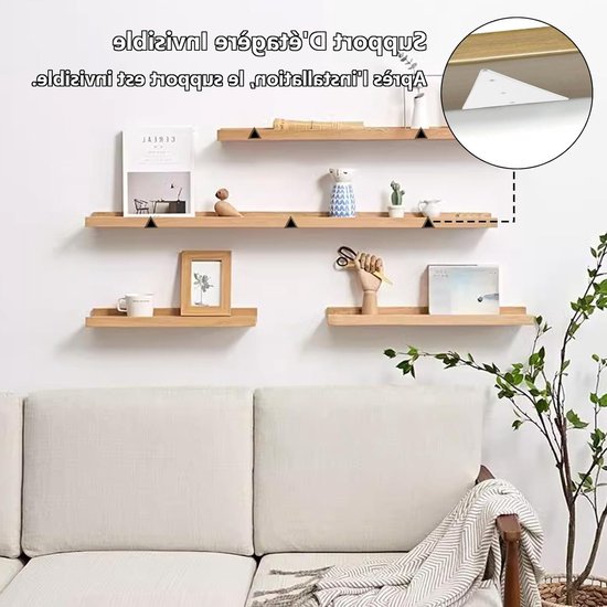 4 Stuks Zwevende Planksteunen, 17 cm, Onzichtbare Driehoekige Wandmontage, Wit, Ideaal voor Open Planken en DIY Kamers — afbeelding 4