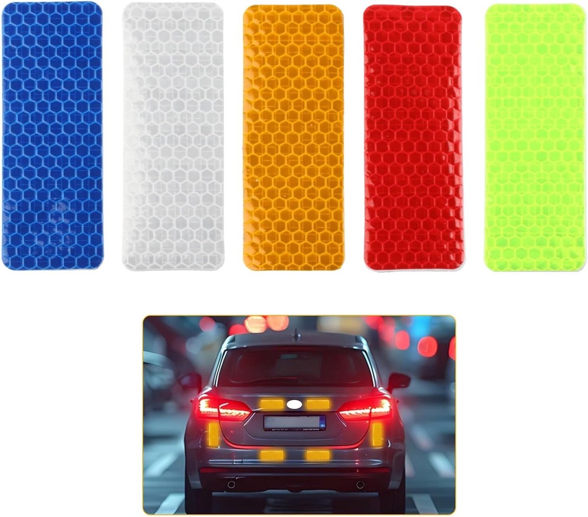 Set van 10 Waterdichte Reflecterende Stickers, Zelfklevende Waarschuwingsstrips voor Fiets en Motor, Veiligheidsreflectoren voor Buitengebruik