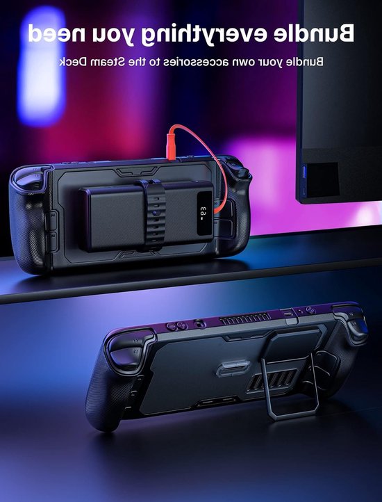 ModCase voor Steam Deck - Compleet Beschermingspakket met Verwijderbare Voorkant, Beschermhoes, Metaalsteun en Band - Ideaal voor Gaming en Transport van Merkloos — afbeelding 5