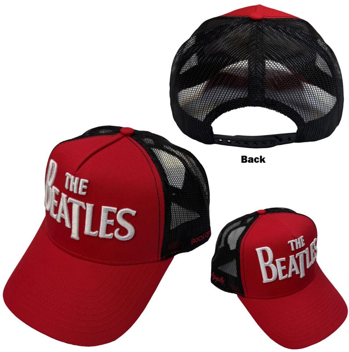 The Beatles - Drop T Logo & Apple Trucker pet - Rood/Zwart