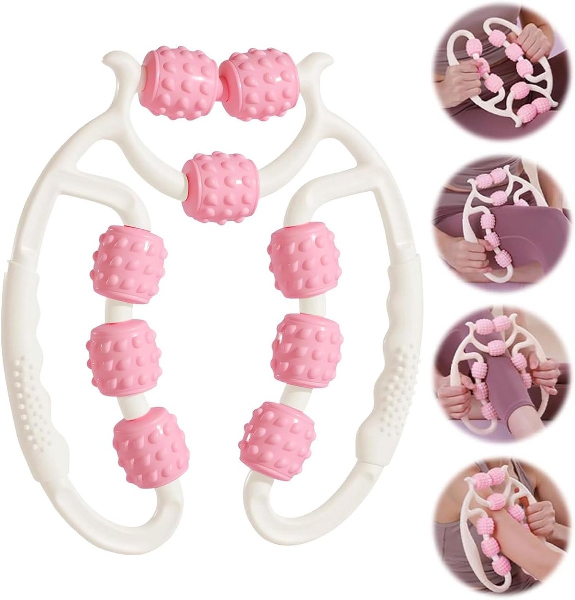 Massage Roller met 9 EVA Wielen voor Effectieve Spierontspanning en Anti-Cellulite Behandeling – Ideaal voor Thuis, Kantoor en Gym (Roze)