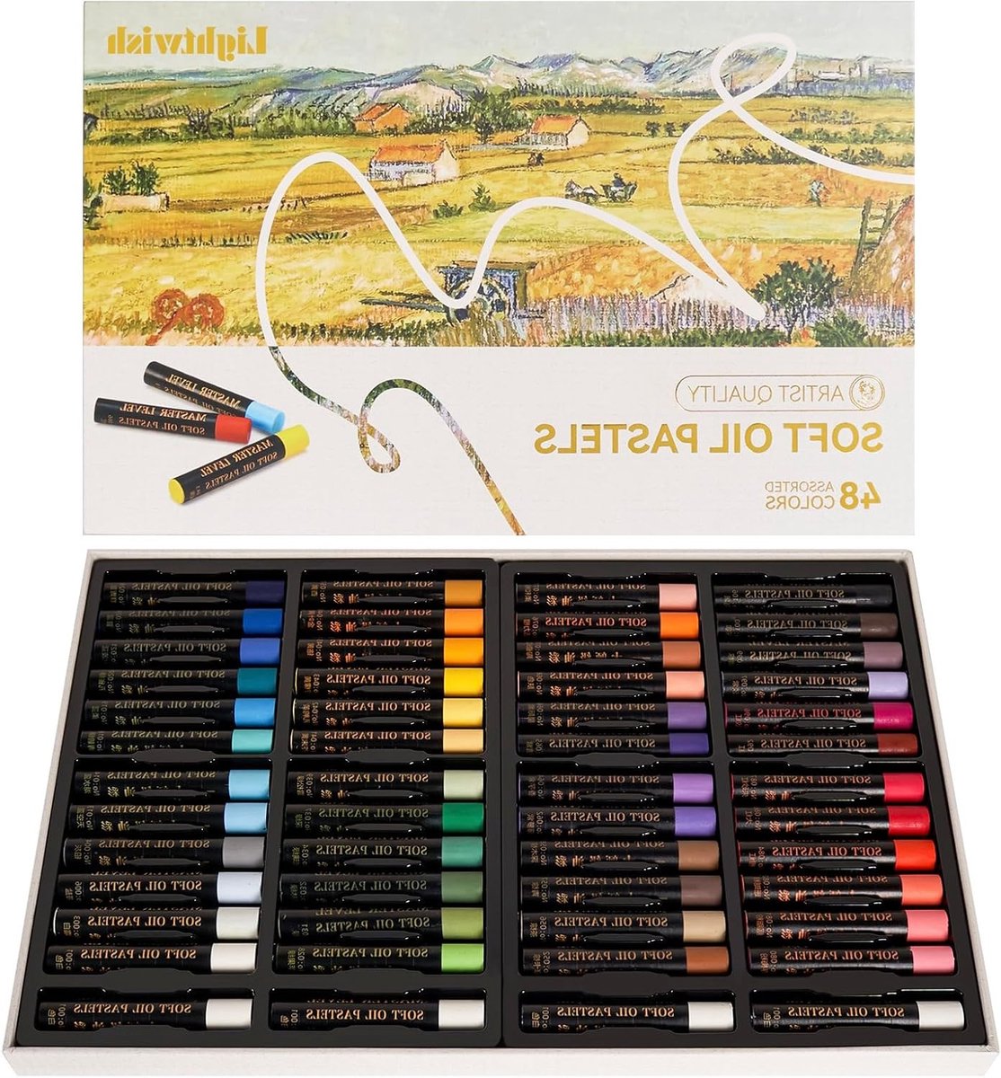 Professionele Olie Pastels Set van 52, 48 Levendige Kleuren en 4 Witte Stiften, Romige en Gepigmenteerde Kunstenaars Olie Pastels voor Mengtechnieken, Laagjes en Schaduwtechnieken