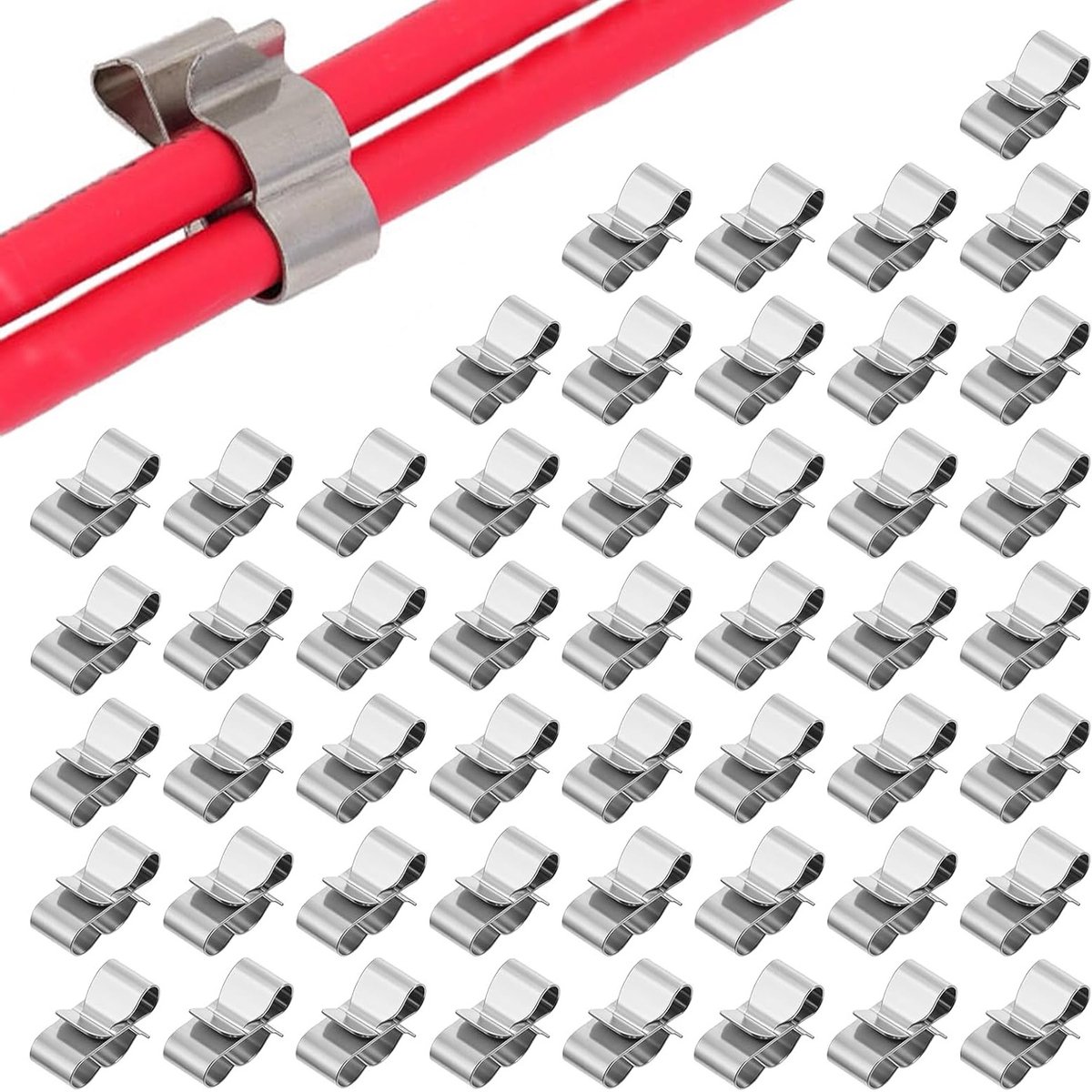 60 Stuks Roestvrijstalen Zonnepaneel Kabelclips voor Bevestiging van Draden en Pijpen, Ideaal voor Trailerframes en Kabelbeheer (22.5mm)
