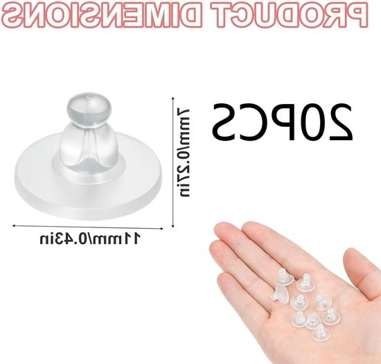 Duidelijke Hypoallergene Siliconen Oorbellen Stopper Set van 20 Stuks, 10mm Lang, 6mm Breed voor Comfort en Veiligheid — afbeelding 5