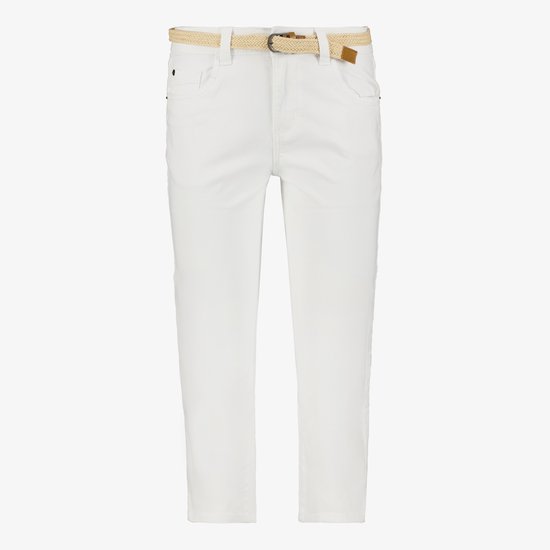 Witte capri broek van TwoDay met gevlochten riem en riemlussen.
