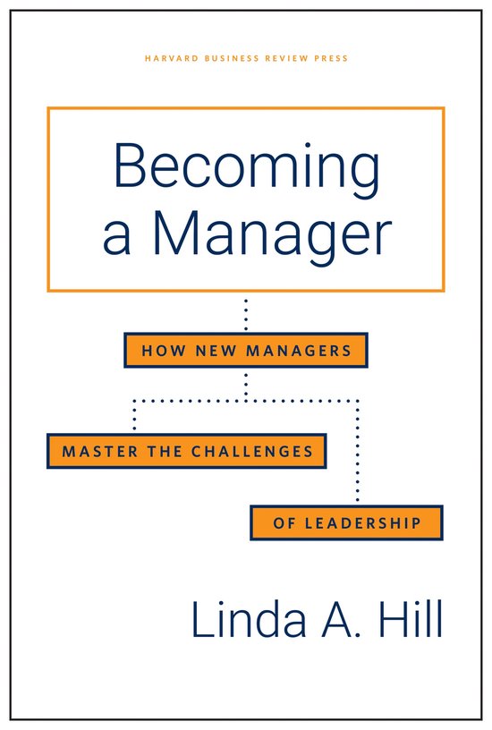 Couverture du livre "Becoming a Manager: How New Managers Master the Challenges of Leadership" par Linda A. Hill. Titre en lettres bleues sur fond blanc, avec des accents orange.