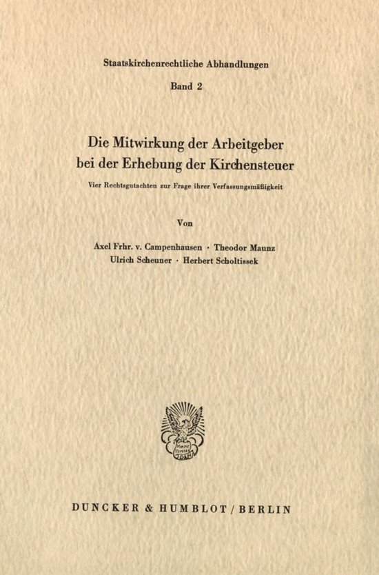 Staatskirchenrechtliche Abhandlungen2- Die Mitwirkung der Ar ... - cover