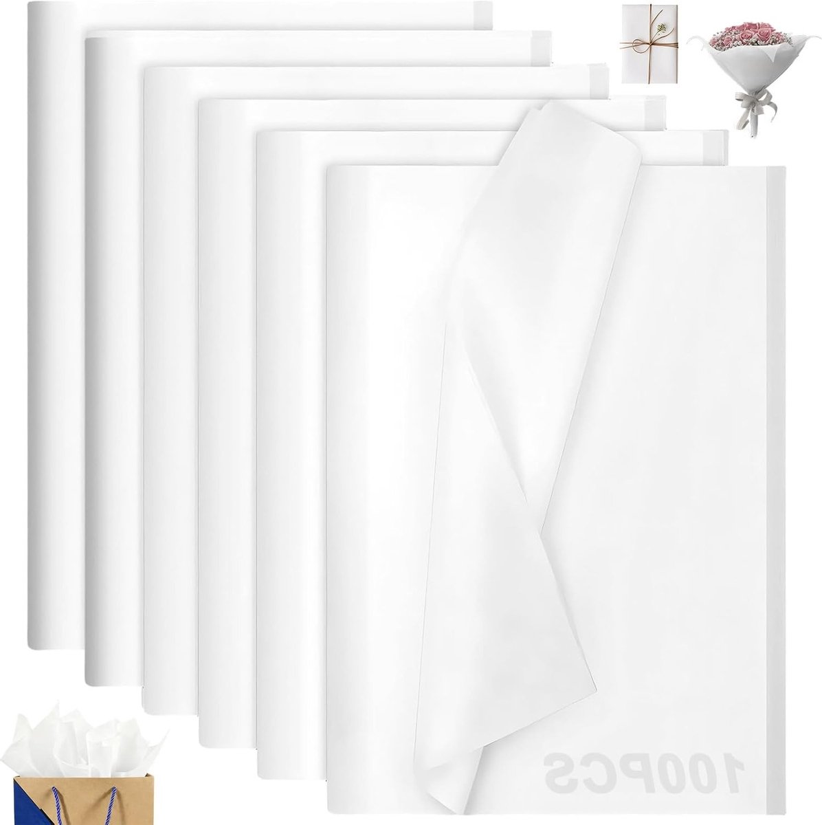 Witte Tissue Papier Vellen, 50x70cm, Glanzend Cadeauverpakking, Inpakpapier, Shimmer Bulk, Feestdecoraties, DIY Projecten, Verjaardagsversiering, Creatieve Knutselmaterialen