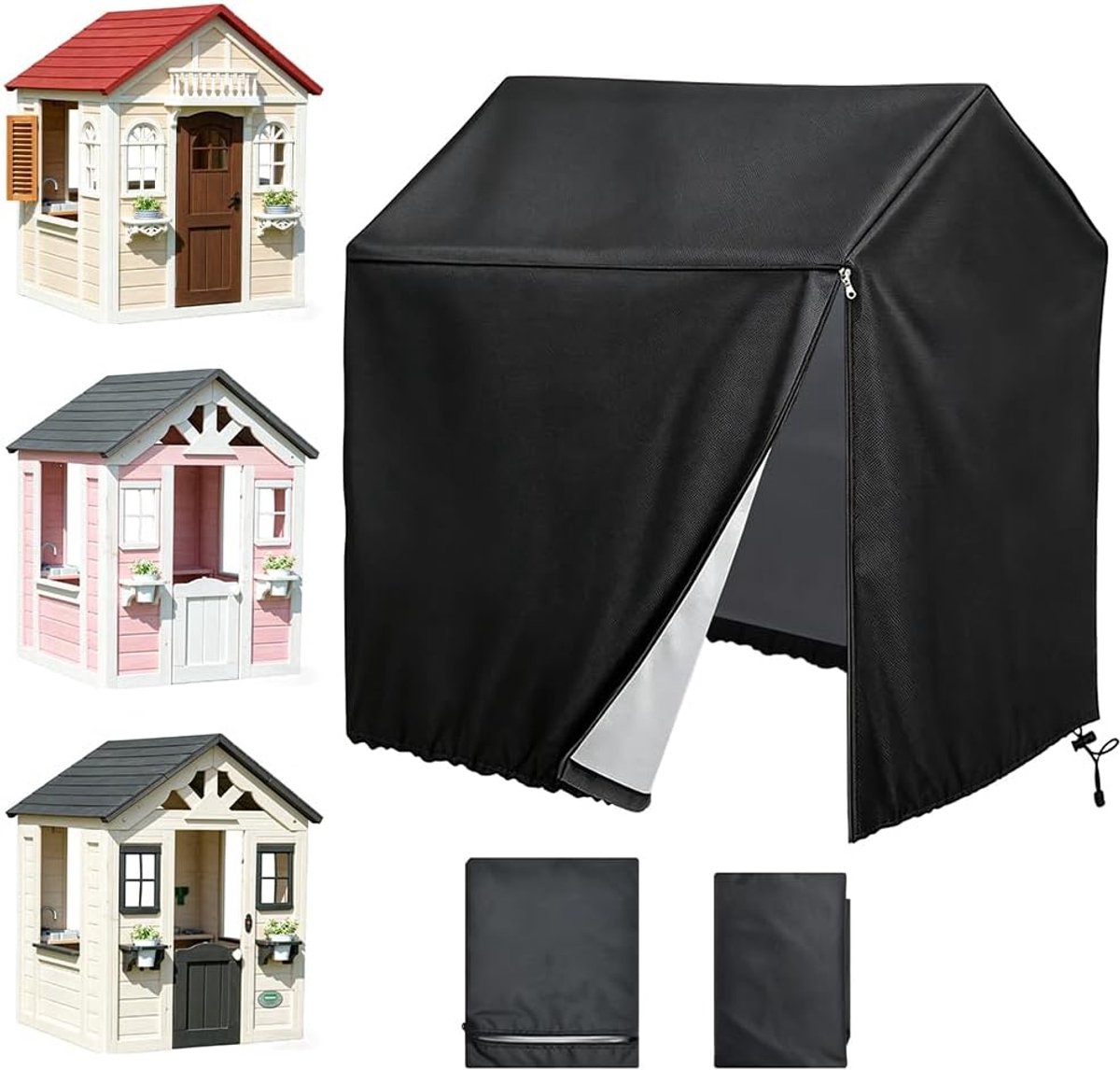 VHV Speelhuisje hoes - Beschermhoes speelhuisje - Afdekhoes speelhuisje - Meubelhoes - 420D Oxford - Waterdicht - UV-bestendig - Voor de tuin en buiten - 145*160cm - Zwart