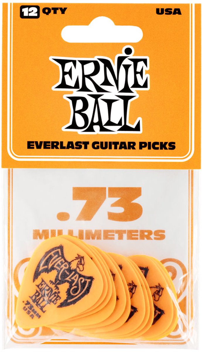 Ernie Ball Plectrums - Everlast - Oranje 0.73mm 12 stuks
