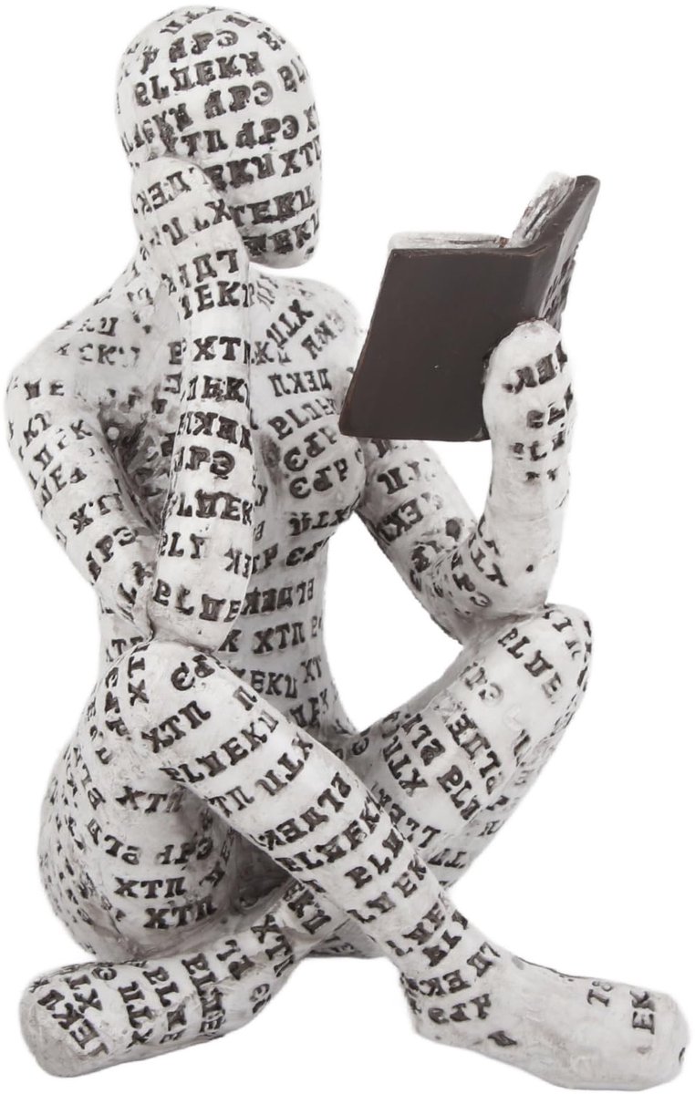 SOUQONE- Boekenplank Ornament - Hars Beeldje Lezende Vrouw - Decoratie voor Woonkamer - Sculptuur voor Binnen - Handgemaakt Kunstwerk - Artistieke Afwerking