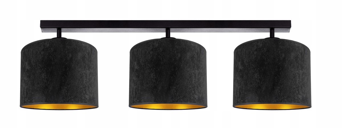Moderne Plafondlamp Velvet met Zwarte en Gouden Kap - 70cm
