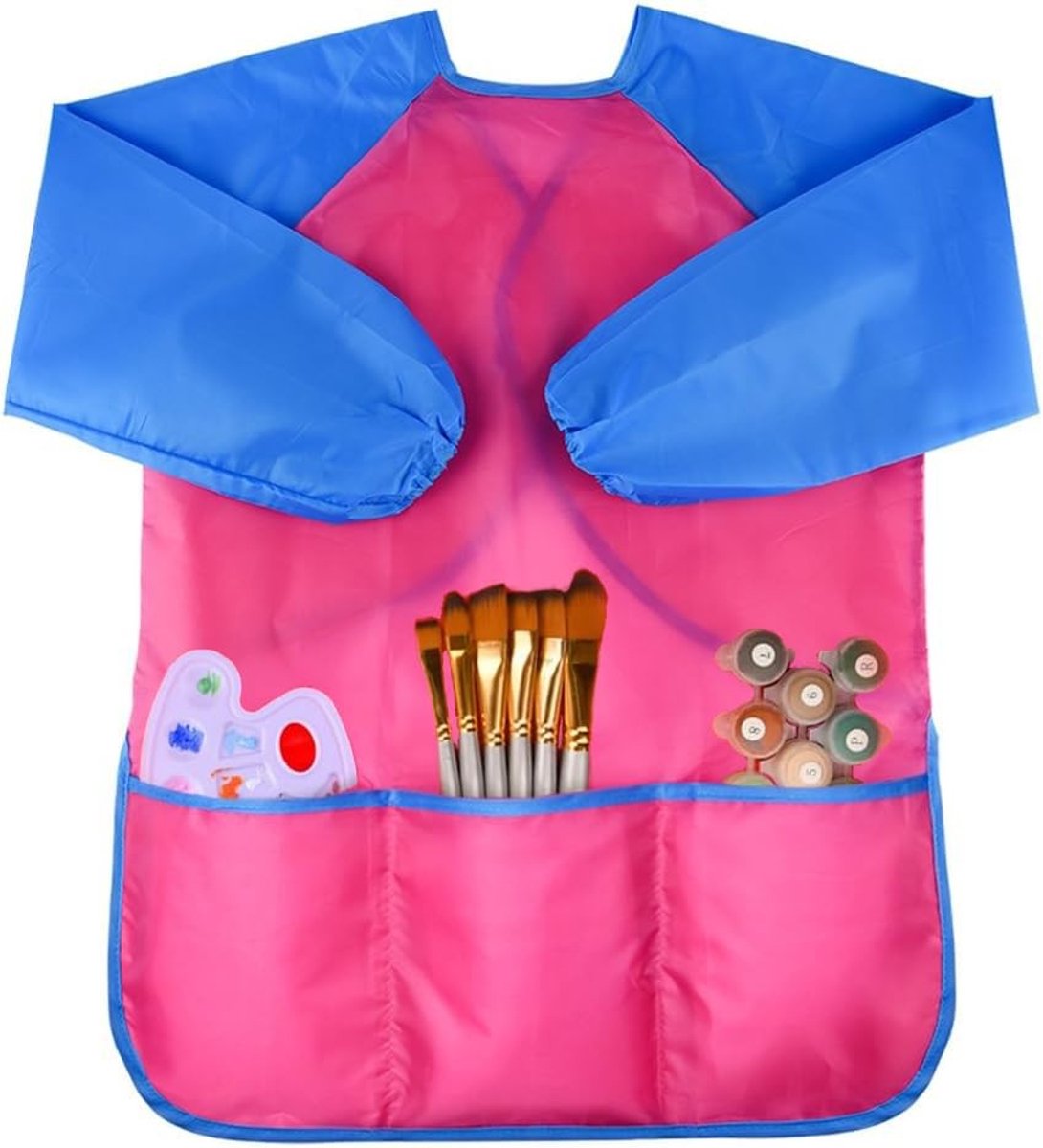 Dailygoods- Schort waterdicht met mouwen - Kinderschort - Maat L - Polyester - Veilig en niet giftig - Afmetingen 52 x 65 cm