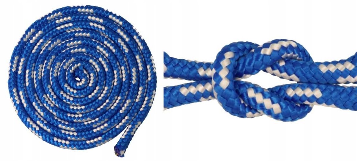 Blauw-witte polypropyleen touw 6mm, 10m, sterk en weersbestendig