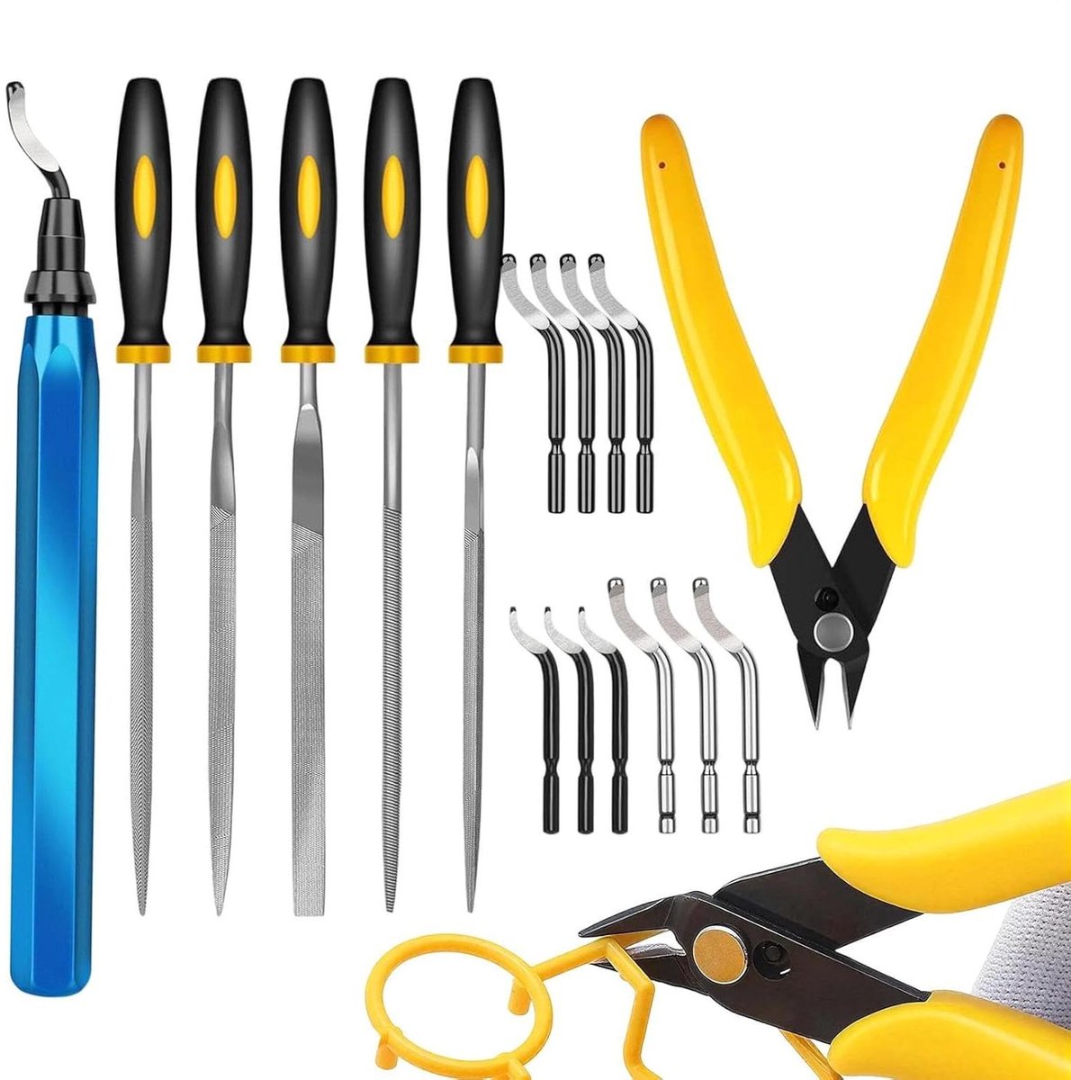 Ontbraamgereedschap Set - Randafwerker Metaal - Precisie Afwerking - Koolstofstaal Materiaal - 15 cm Lengte - Zilverkleurig