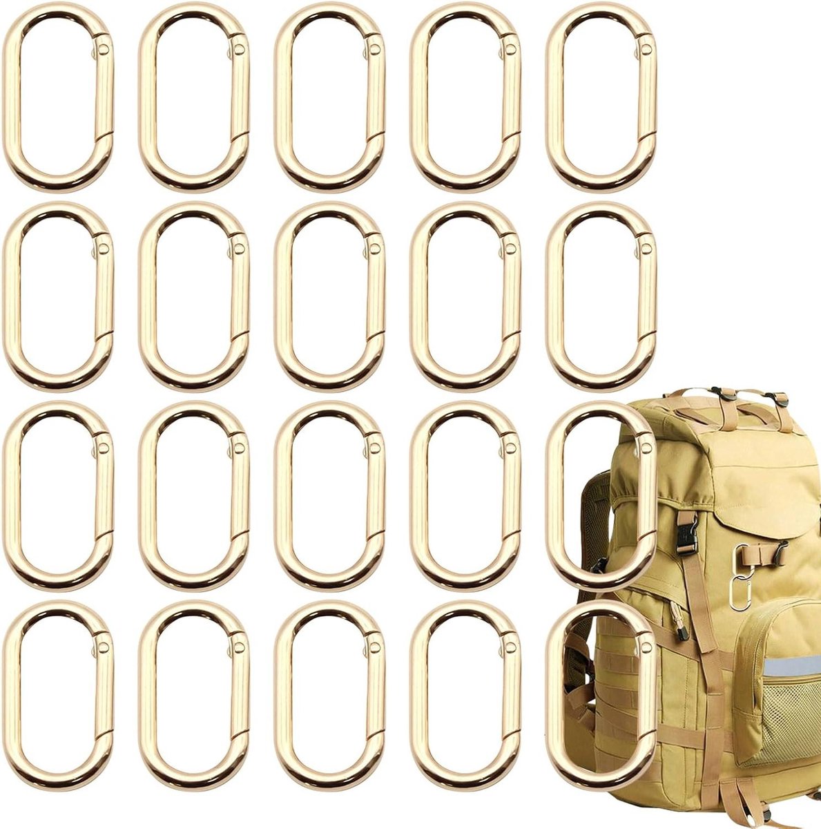 Karabijnhaak Clips - Sleutelhanger Haken - Outdoor Uitrusting - Veerbelast Mechanisme - 3.4 cm - Goud