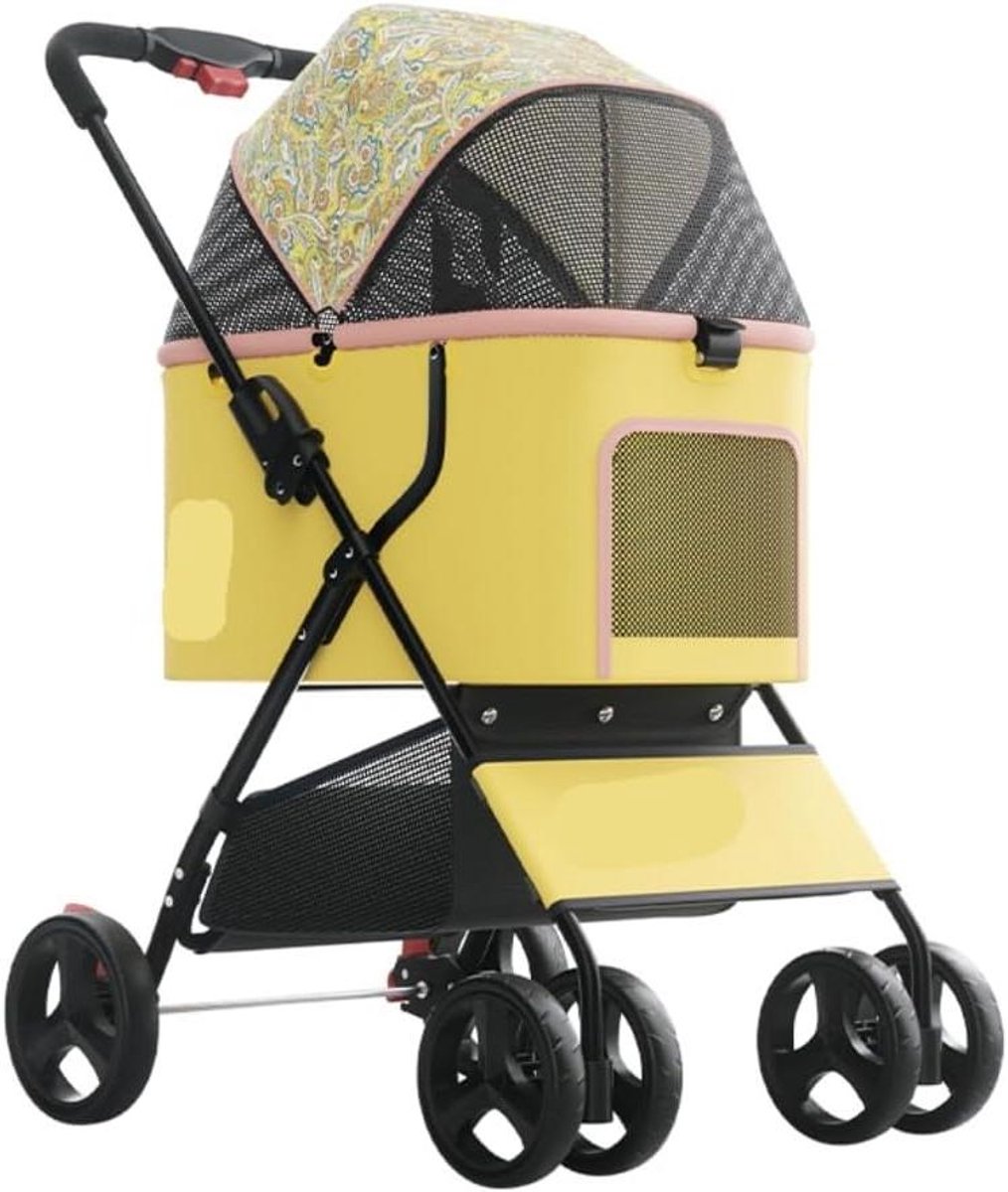 Huisdierbuggy - Hondenwagen Kattenwagen - Comfortabel Reizen - Opvouwbaar Ontwerp - Tot 15kg - Zwart