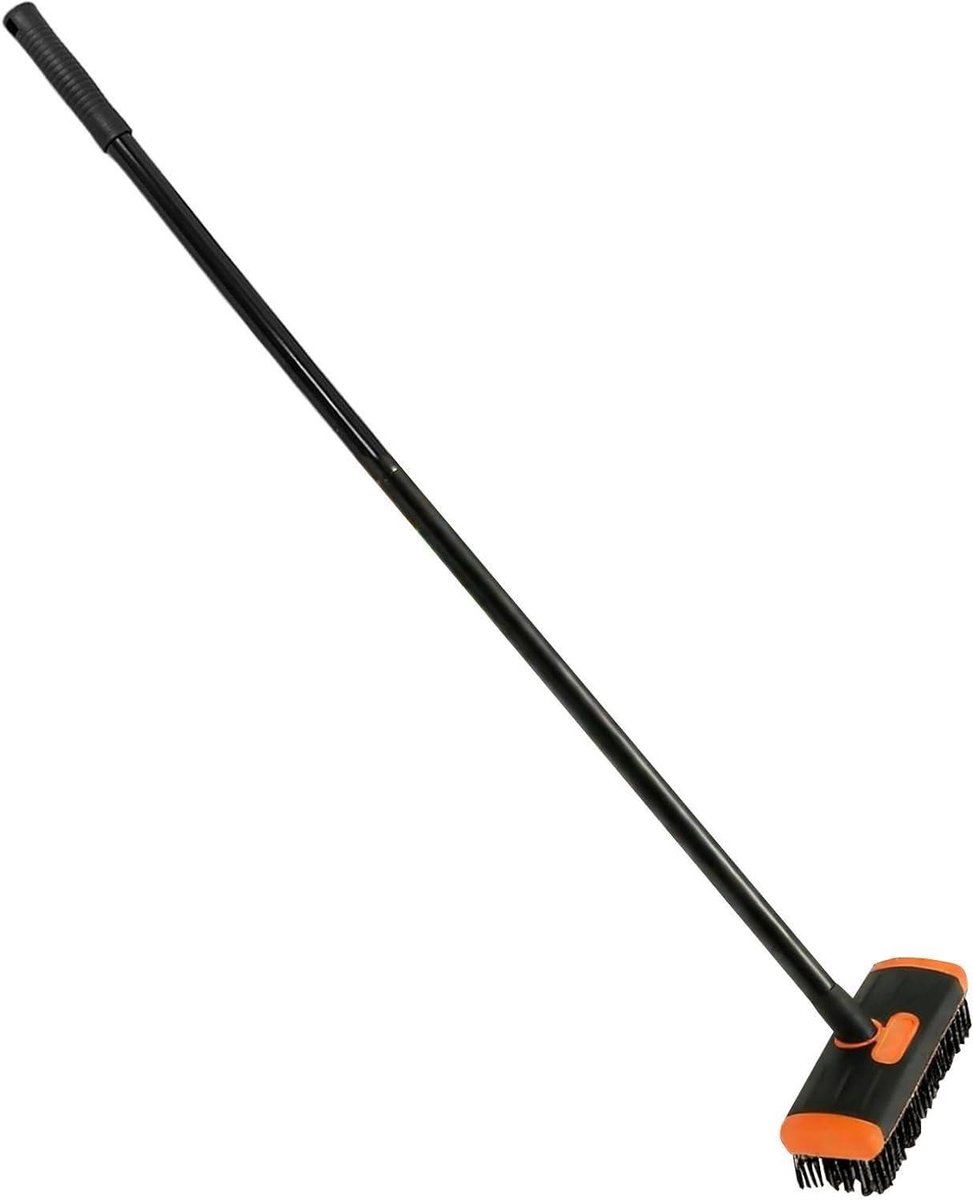 Grasverwijderaar Borstel - Tuin Schraper - Opritten Schoonmaken - Dubbele Borstelkop - 44 cm Steel - Grijs
