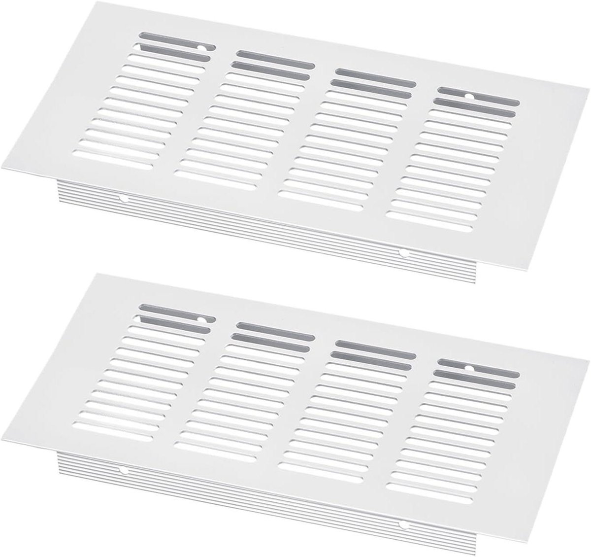 Ventilatierooster Aluminium - Afdekrooster Lamellen - Luchtcirculatie Verbeteren - Antislip Groefdesign - 200 x 100 mm - Zilver