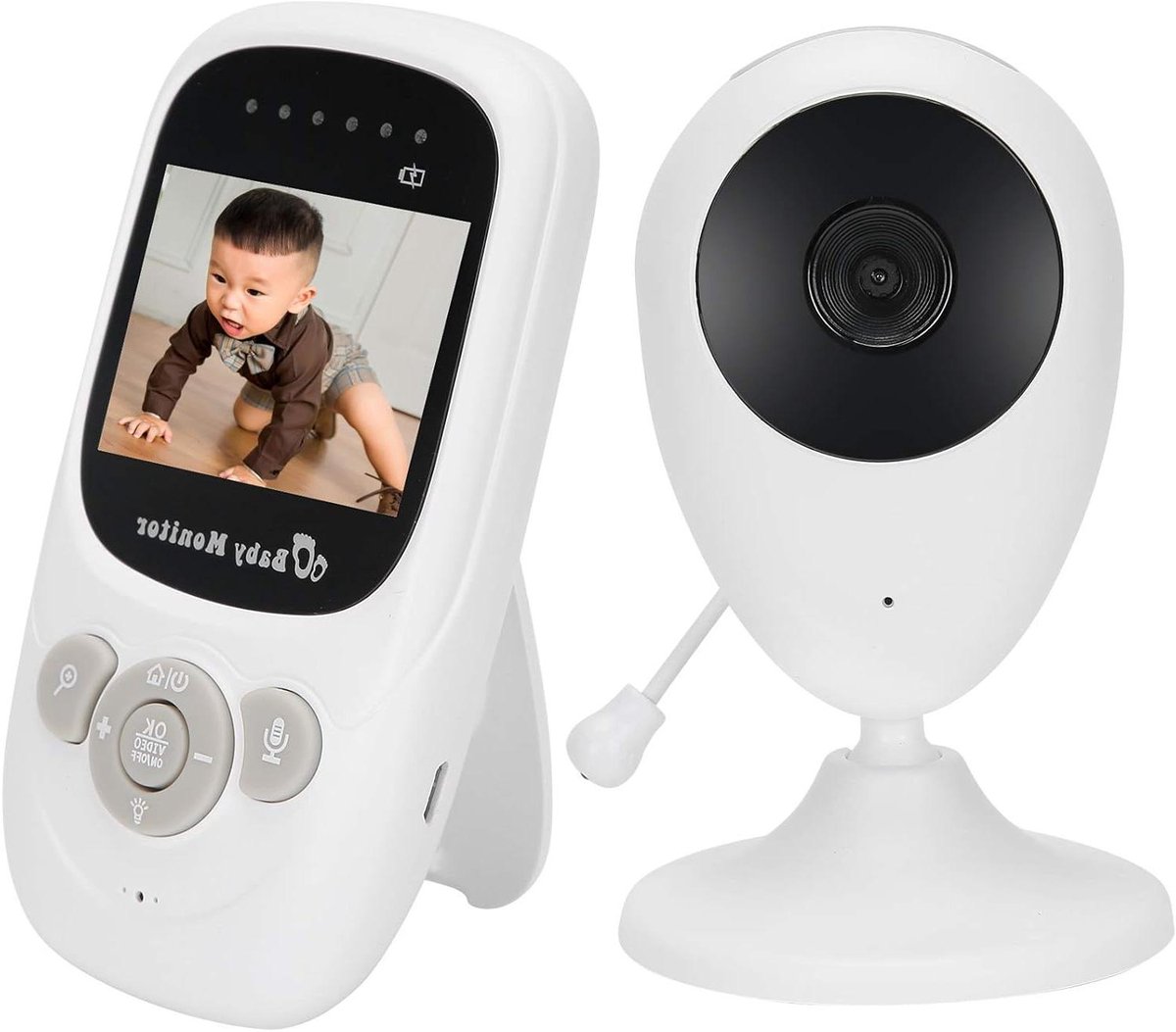 Babyfoon Camera - Oudermonitor Wifi - Kind Bewaken - Nachtzicht Functie - 2.4 Inch Scherm - Wit