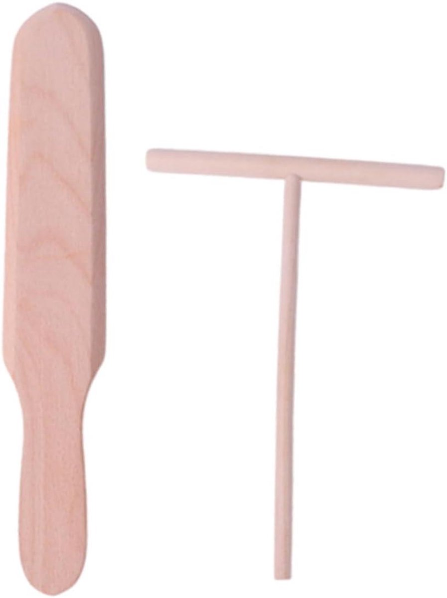 Pannenkoeken Gereedschap - Crêpe Set - Beslag Verspreiden - Stevige Houten Constructie - 24.5 cm - Khaki