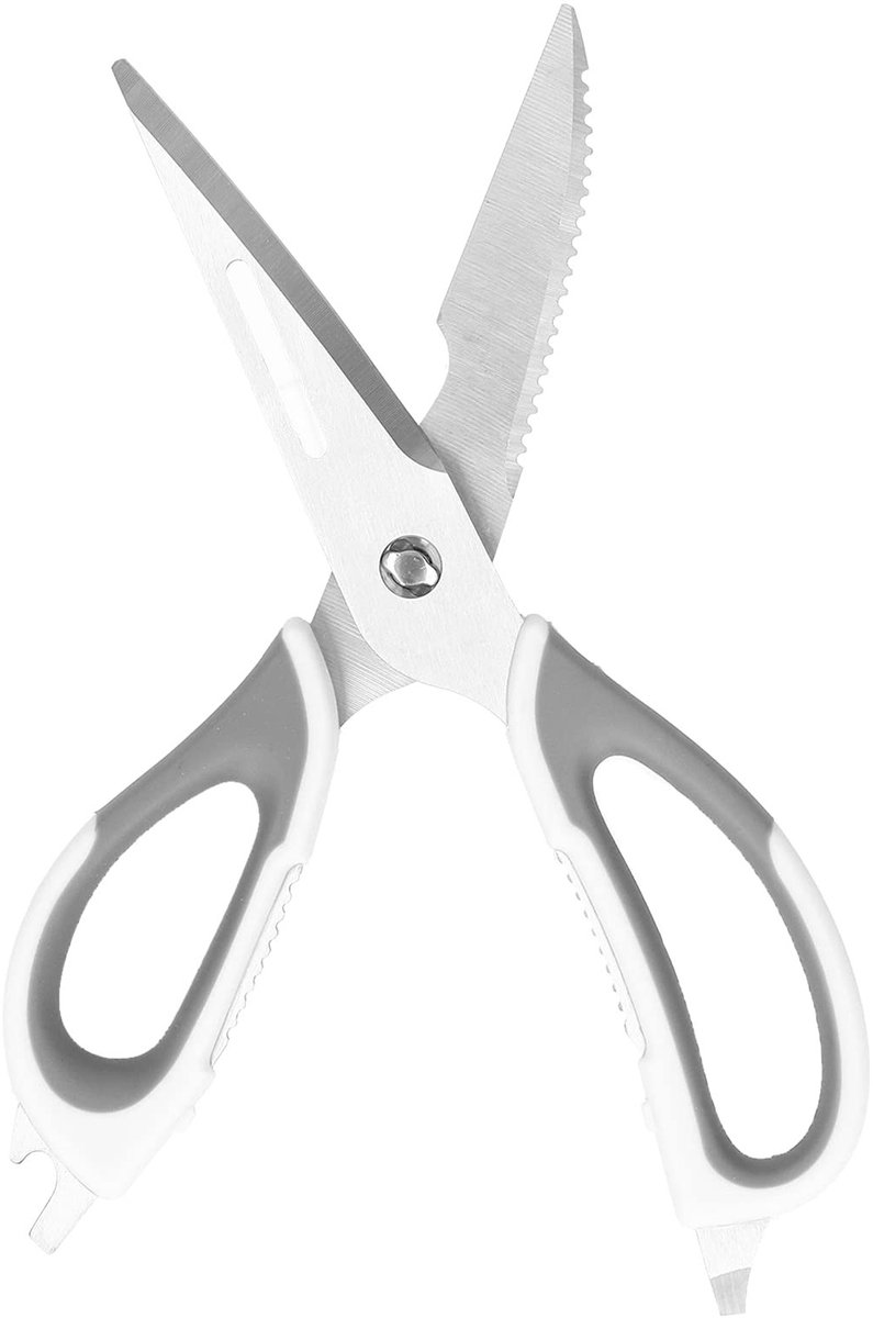 ZEYNOMAX- Keukenschaar multifunctioneel - Roestvrij Staal - Eenvoudig te reinigen - Voor groenten/fruit/noedels/pizza - Duurzaam - Handvat met flesopener - Keukenhulpmiddel