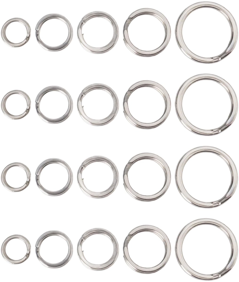 Dailygoods- Splitringen 250 Stuks - Roestvrij Staal - Corrosieweerstand - Vissen Accessoires - Maten 4,7/6/7/8/10 mm - Duurzaam - Visaccessoires