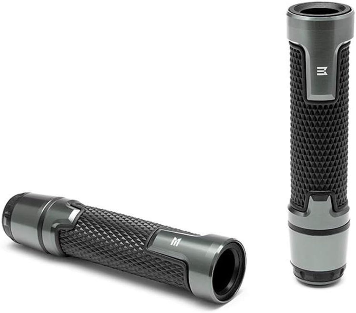 Motorfiets Handgrepen - Stuureinden Set - Comfortabel Rijden - Geanodiseerd Aluminium - 22 mm Stangen - Grijs