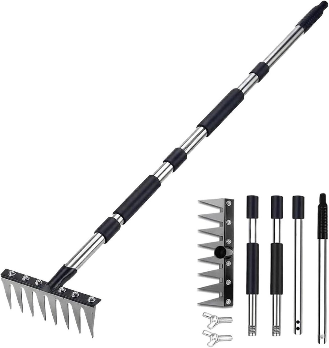 Handmatige Grasverwijderaar - Buiten hark - Bodem voorbereiden - Ergonomisch gebogen handvat - 15 centimeter breed - Niet gespecificeerd