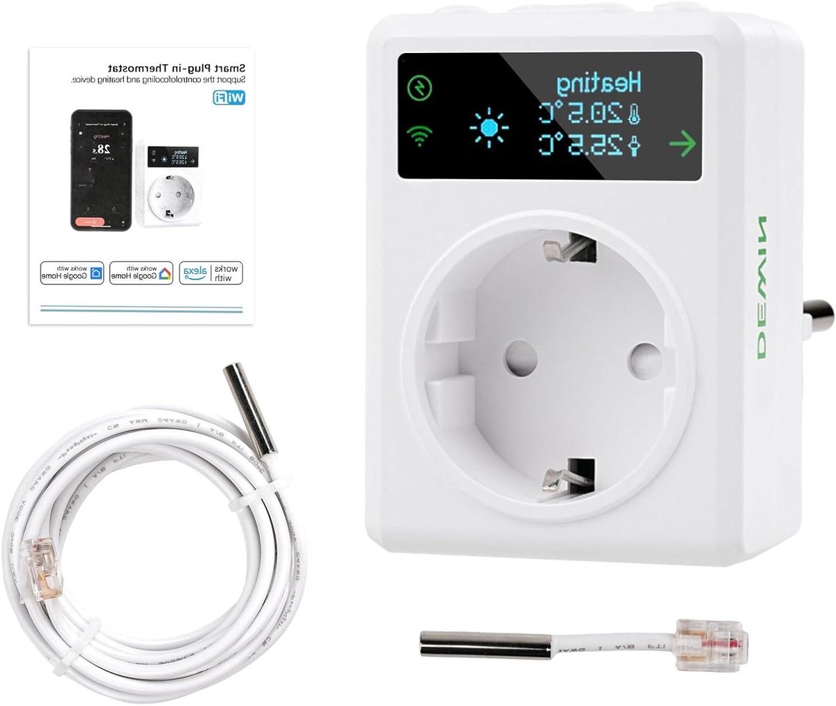 Slimme Wifi Stekker - Temperatuurregelaar - Verwarming Koeling - App Bediening - 16A - Wit