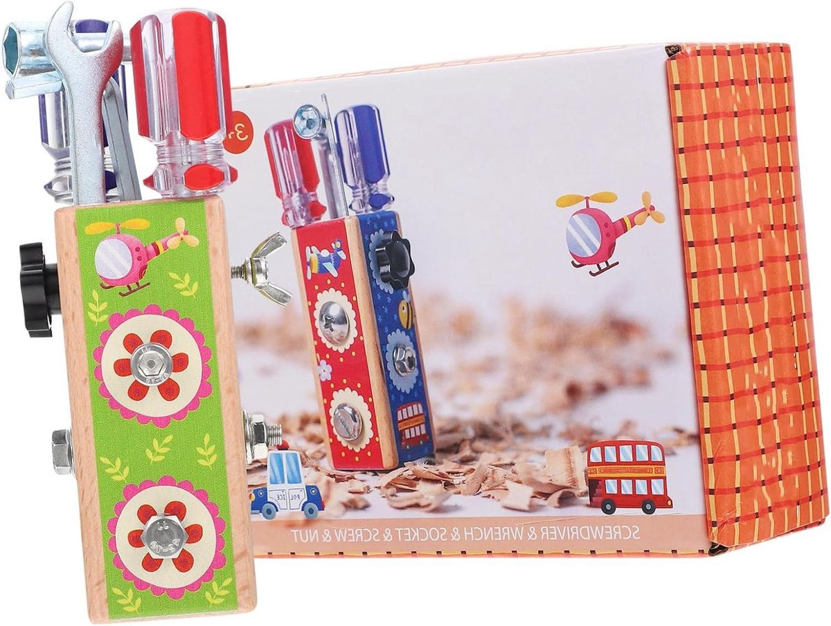 Houten Schroef Speelgoed - Educatief Knutsel Speelgoed - Hand Oog Coördinatie - Vormherkenning Ontwikkeling - 15 x 5 CM