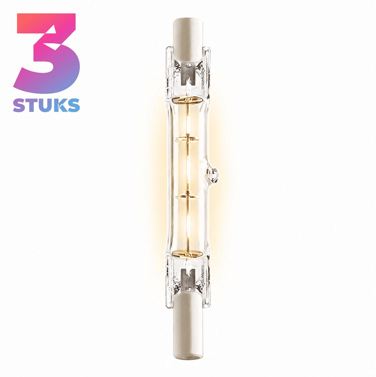 3x Staaflamp (118mm) Halogeenlamp R7s - 400W - Warm Wit Licht (2700K) - 8800 lm - 2 jaar - Dimbaar