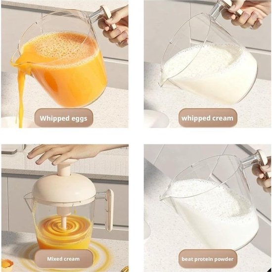 Handmatige Eierklopper - Keukenmixer Roerder - Mengen Beslag - Verbeterd Ontwerp - 20 x 14 x 10 cm - Wit — afbeelding 3