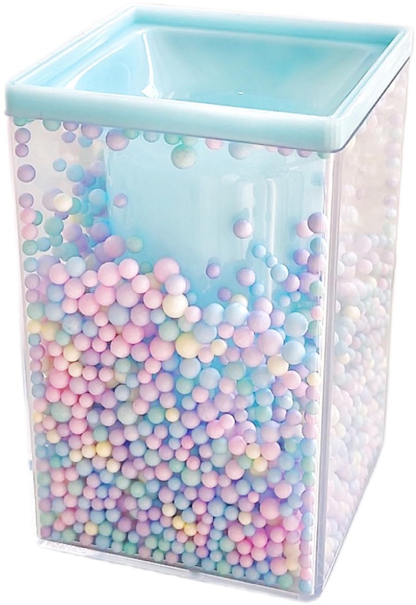 BRENZOOS- Pennenhouder Schattig Ontwerp - Bureau Organizer - Acryl - Desk Organizer - Kleurige Foam Ballen - 7 x 7 x 11 cm