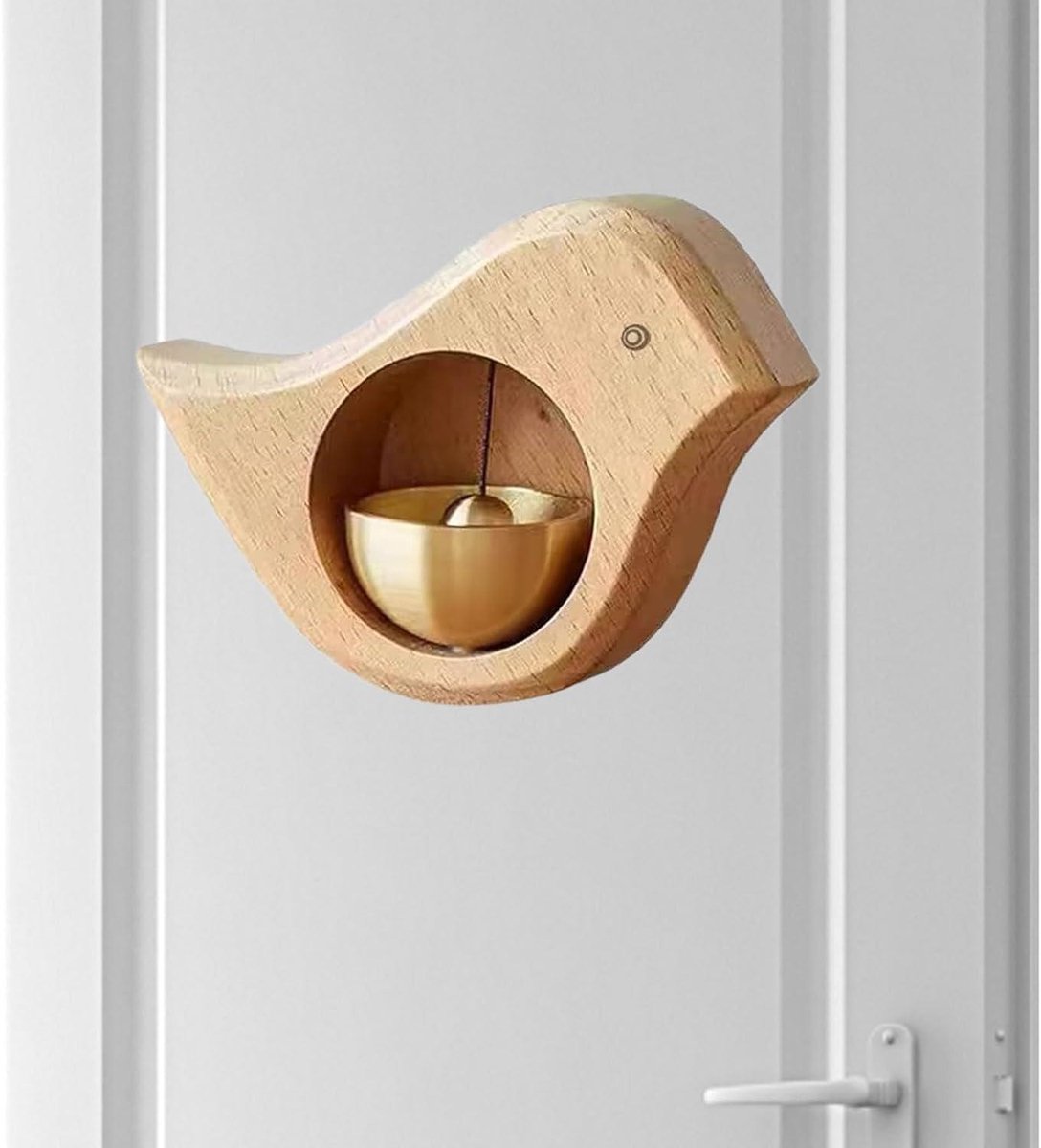 Houten Deurbelklokken - Vogel Chime - Entree Melder - Magnetische Bevestiging - Ruim 7.5 cm - Veelkleurig