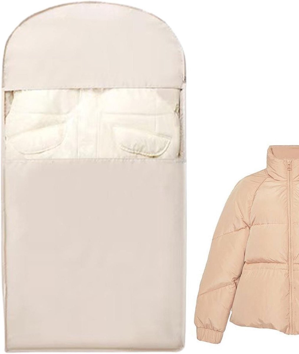 Compressie Kledinghoes - Opbergtas Kleding - Ruimte Besparen - Zelfcomprimerend Ontwerp - 35.43 x 22.83 inch - Khaki