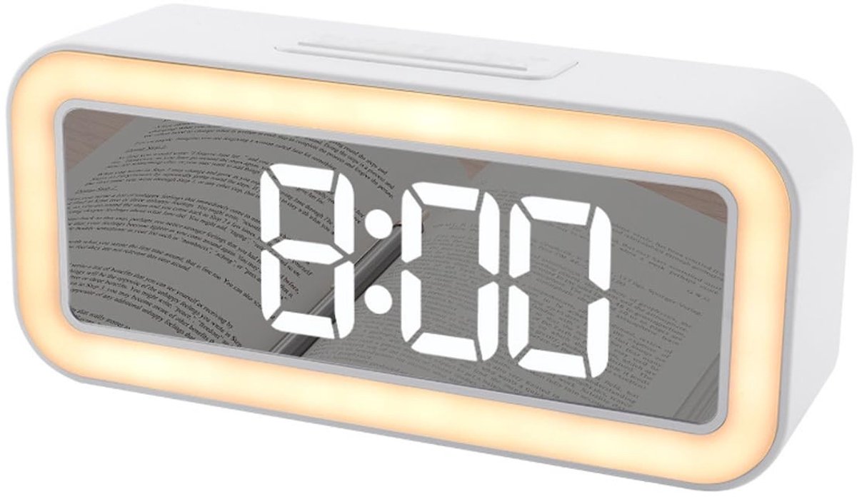 Dailygoods- Digitale Wekker met Nachtlampje - Spiegel - Thermometer - Dubbele Snooze-Wekke