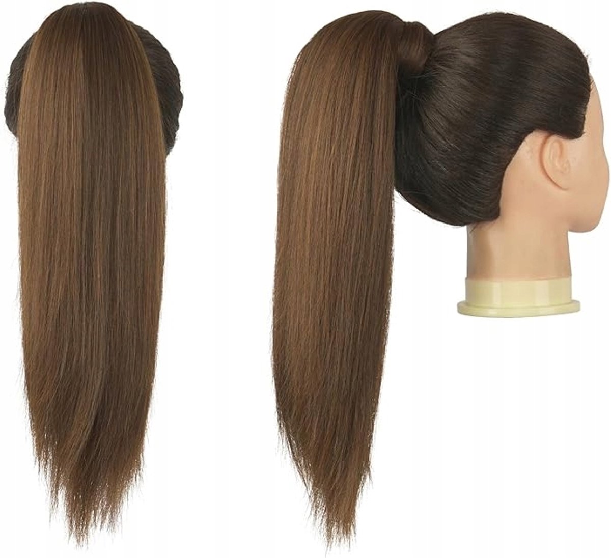 Clip-in Paardenstaart 40cm - Middelbruin Synthetisch Haar
