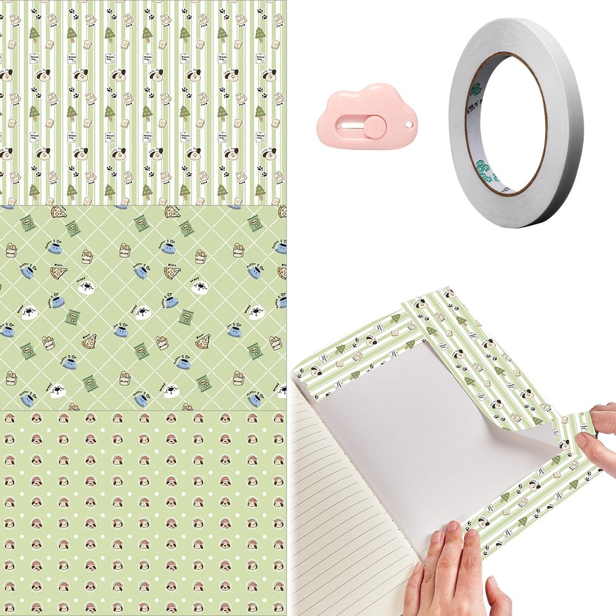 Dailygoods- Boekomslag 6 Stuks - Deelbaar - Flexibel - Creatief - Boekbescherming - Handgemaakt Cadeaupapier - Aanpasbaar in Vorm en Grootte