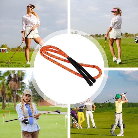 Golf Swing Trainer - Swing Touw - Golfspel Verbeteren - Ritme en Kracht Training - 148 cm Touw - Oranje Zwart van GOLF — afbeelding 2