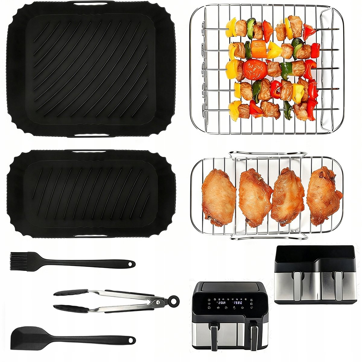 12-delige Airfryer-accessoireset met bakplaat en grillrooster