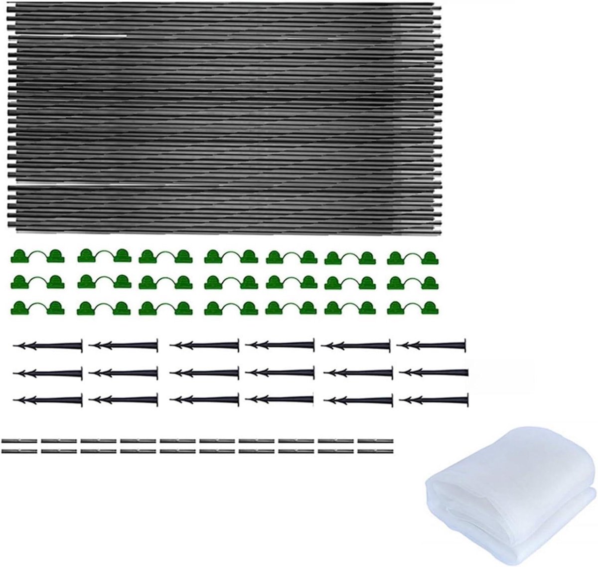 Tuinhoepels Set - Plant Ondersteuning - Planten Beschermen - Buigzaam Fiberglas - 30 Stuks - Zwart