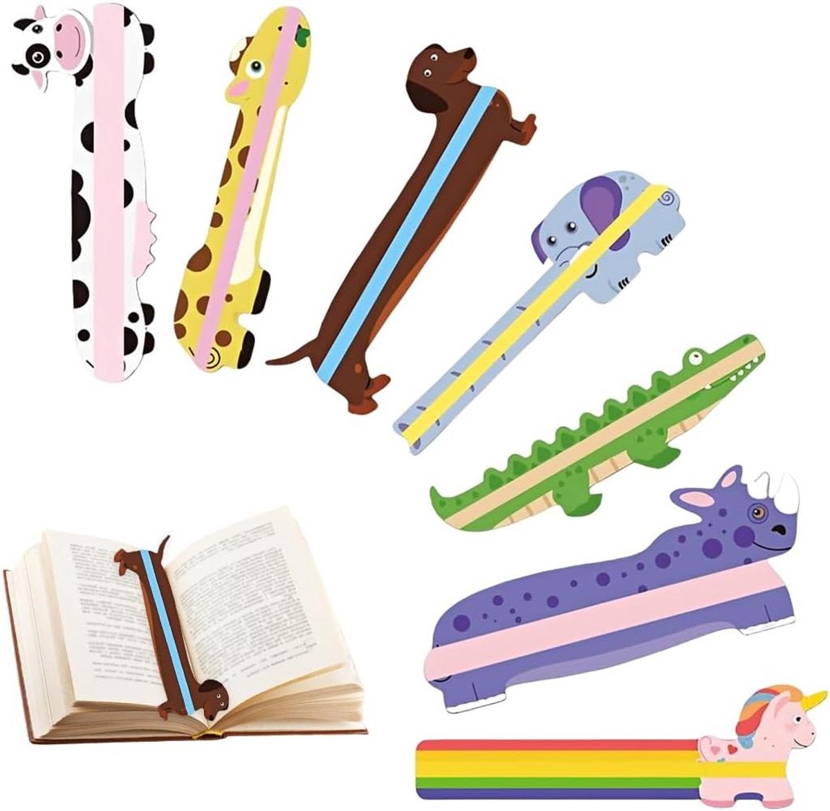 Leesstroken set - Leesgidsen dyslexie - Verbeter concentratie - Dierenmotief - 7 stuks - Multicolor