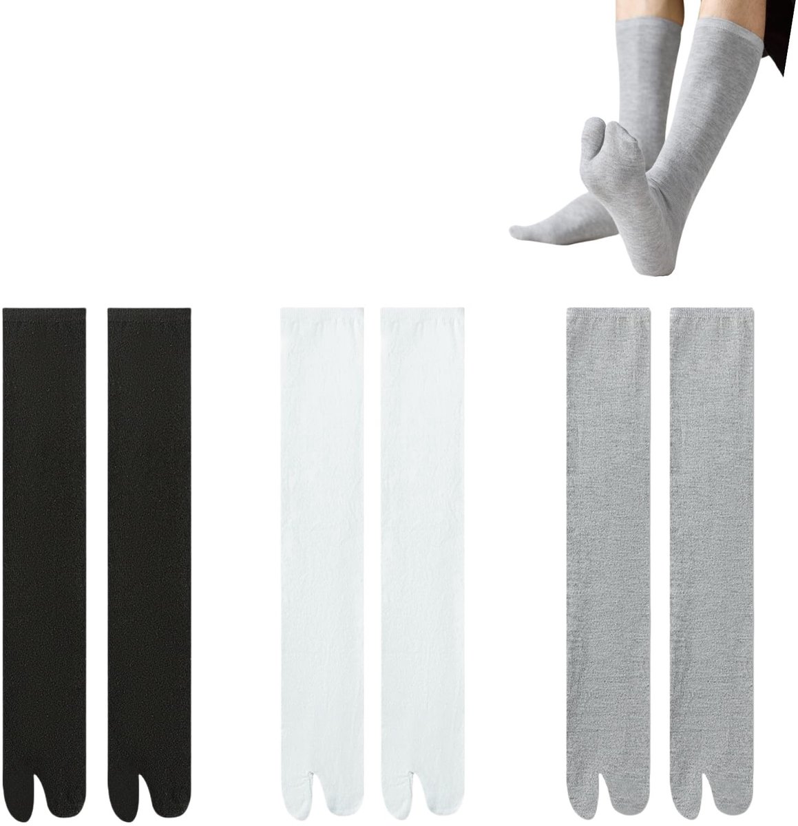 Dailygoods- Tabi-Sokken set van 3 paar - Japanse sokken - Aparte vingers - Ademend - Flip-tai-sokken - Geschikt voor cosplay - Teensokken