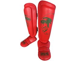 Super Pro Combat Gear Scheenbeschermer Nations Maroc PU rood - groen S