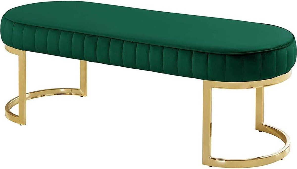 Gestoffeerde bank - Zitbank voetenbank - Zitcomfort creëren - Duurzaam metalen onderstel - 100x38x40cm - Groen